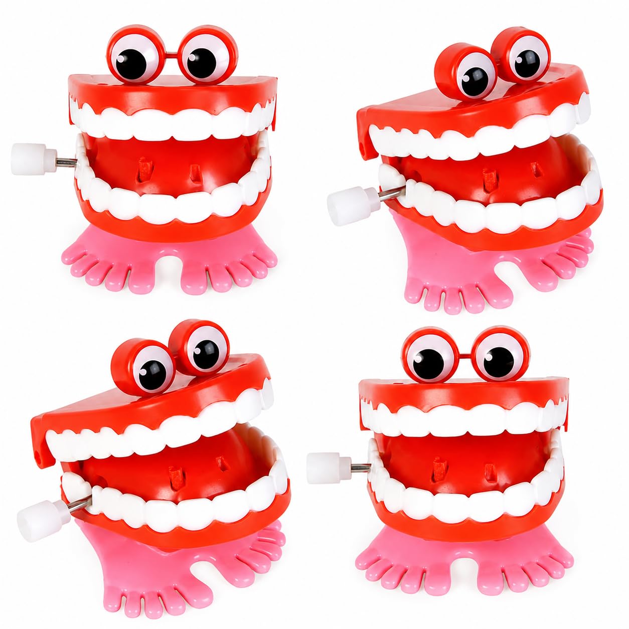 Jouet à Remonter Dents Claquantes – Dents Qui S'agitent, Yeux Mobiles – ABS 8x8x6 Cm – Farce, Bureau, Famille – Sans Pile