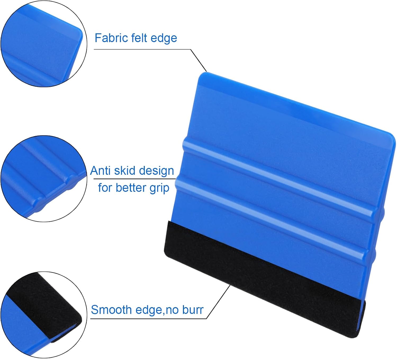 2-Piece Plastic Felt Squeegee Set - Decal Application Tool For Vinyl, Window Tint & Wallpaper