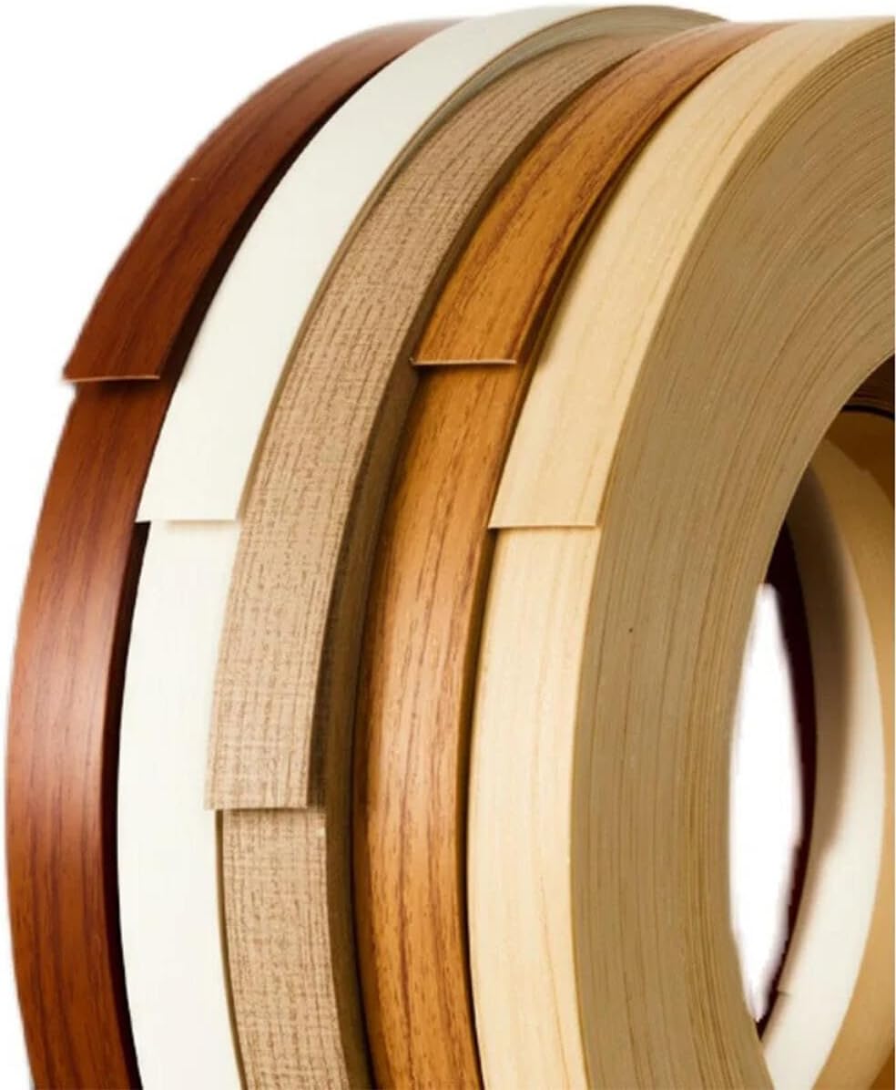 ECYC 0.78 inch x 32.81 ft Wood Grain Edge Banding, Pre-glued Flexible Wood Veneer Roll Decorative Edge Banding Strip Edging Tape for Cabinet Repair & Furniture Restoration, 14