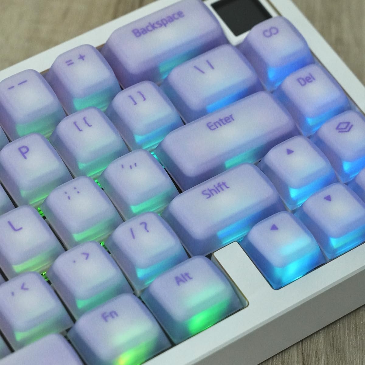 Purple Pudding Keycaps, Cute Silicone Keycaps for Long Nail, Custom Shine Through Keyboard Cap, 113 Keys Cherry Profile Translucent Key Caps for 61/64/87/104/108 Cherry MX Switches Mechanical Keyboard