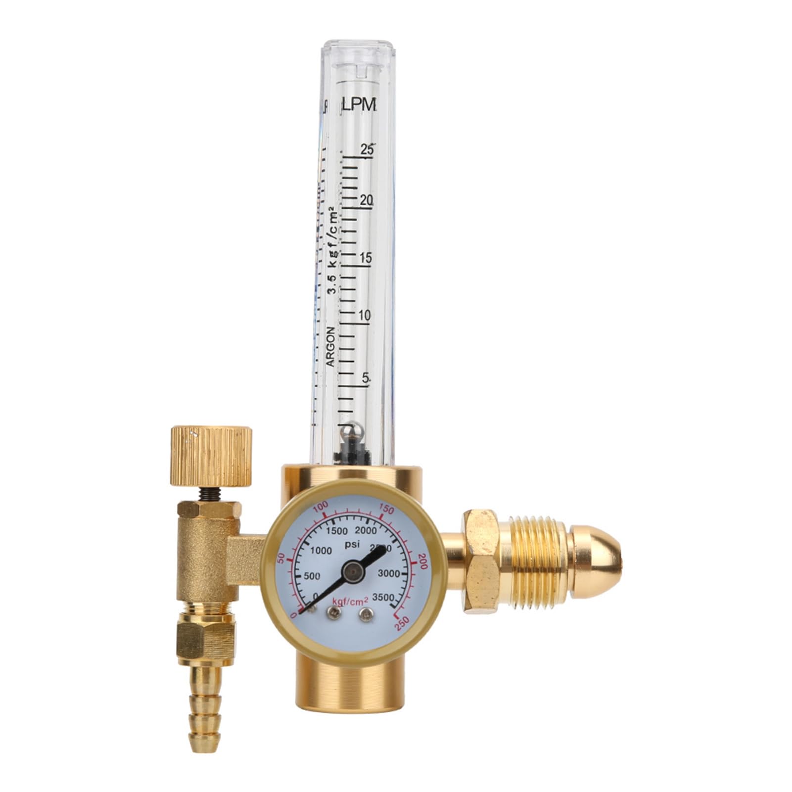 Argon Flowmeter Regulator, Argon CO2 Mig Tig Flow Meter Gas Regulator Gauge All Brass Argon Pressure Reducer Gas Flowmeter Welding Gas Regulators G5/8 Male Thread CGA580 Connector