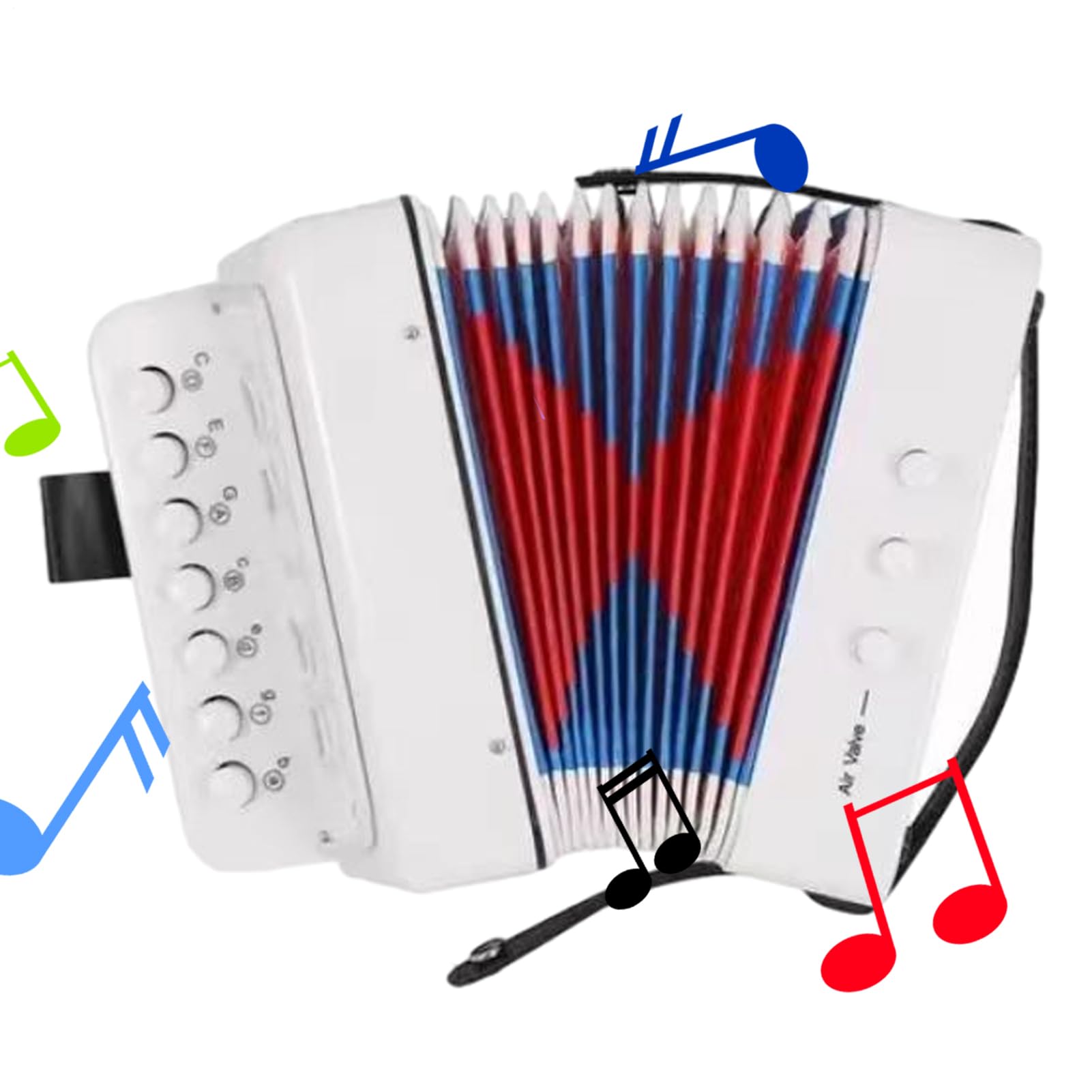 Giocattolo per bambini – Set di giochi musicali con bottoni, mini soffietto | Dispositivo di attività per sviluppare melodie e ritmi per l'apprendimento precoce, inizio colorato e adatto ai bambini