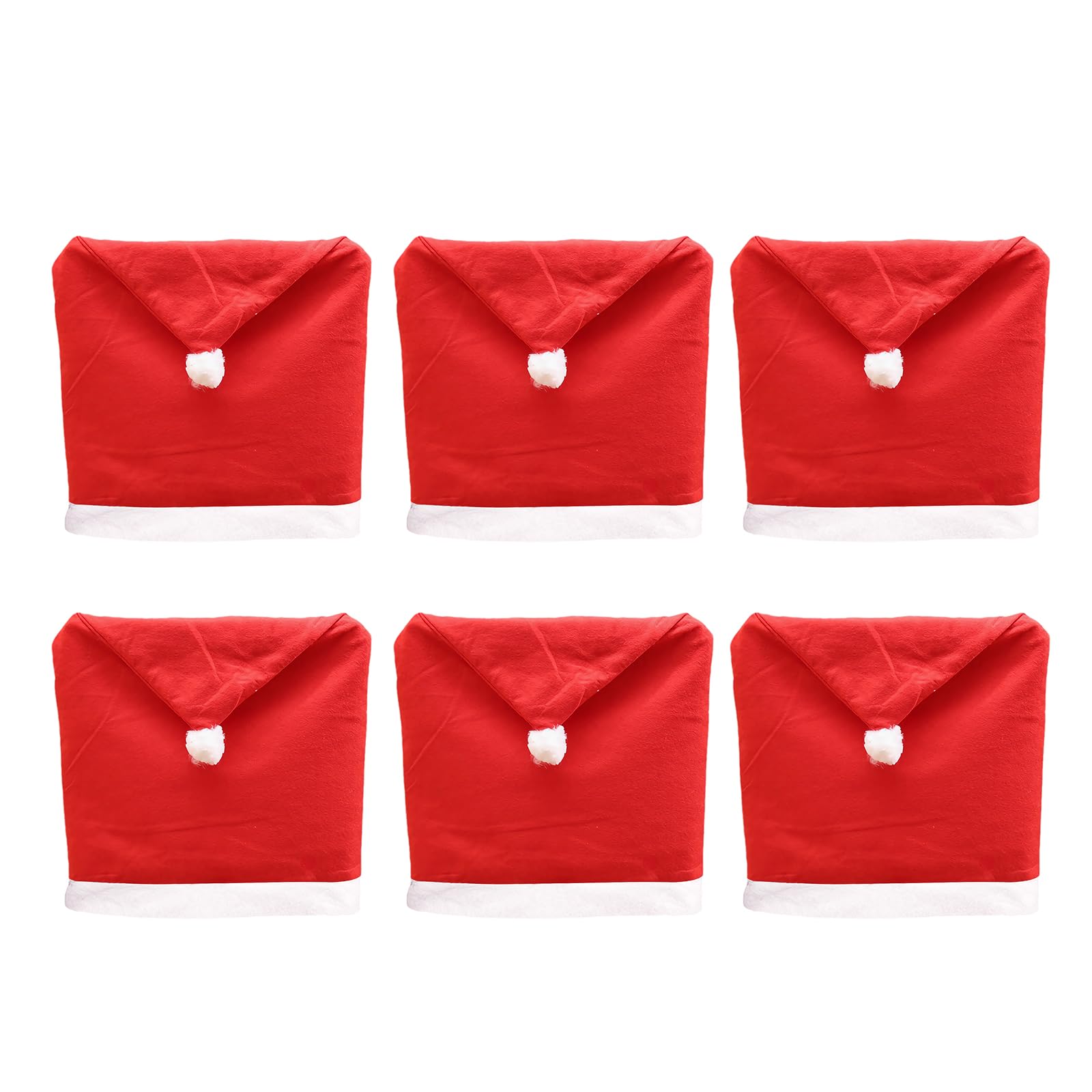 Christmas Chair Covers Set of 6 Santa Claus Hat Slipcover Xmas Chair Back Cover Red Chair Covers Dining Chairs Covers Dinning Room Decoration