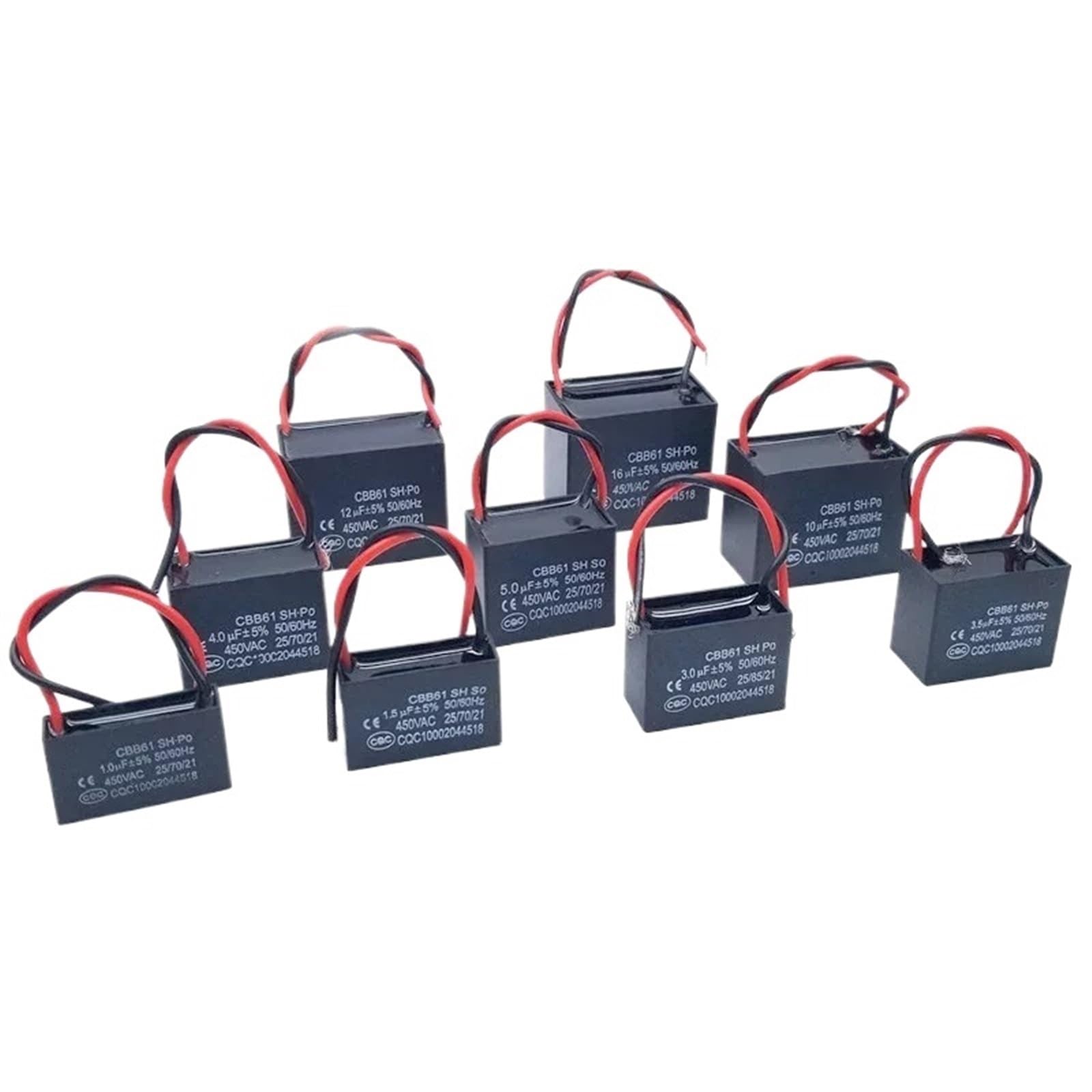 Condensateur De Démarrage Enfichable For Ventilateur Et Climatiseur, CBB61, 1UF, 1.2UF, 1.5UF, 2U, 2UF, 2.5UF, 3U, 3UF, 3.5U, 3.5UF, 4U, 4UF, 450V, Deux Broches (Size : 1UF 35X11X20MM