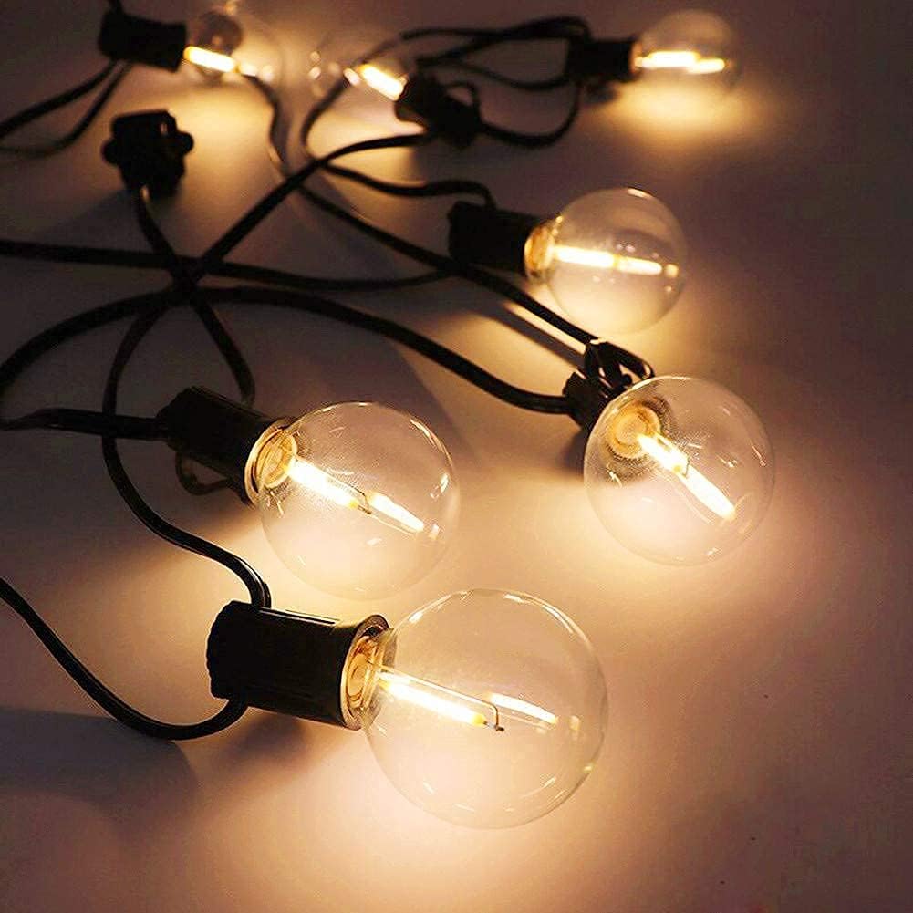 SUNSGNE 25 Pk G40 LED Shatterproof Replacement Bulbs & 25ft G40 LED Globe String Lights, 0.6 Watts Bulb Lights- Fits E12 and C7 Sockets