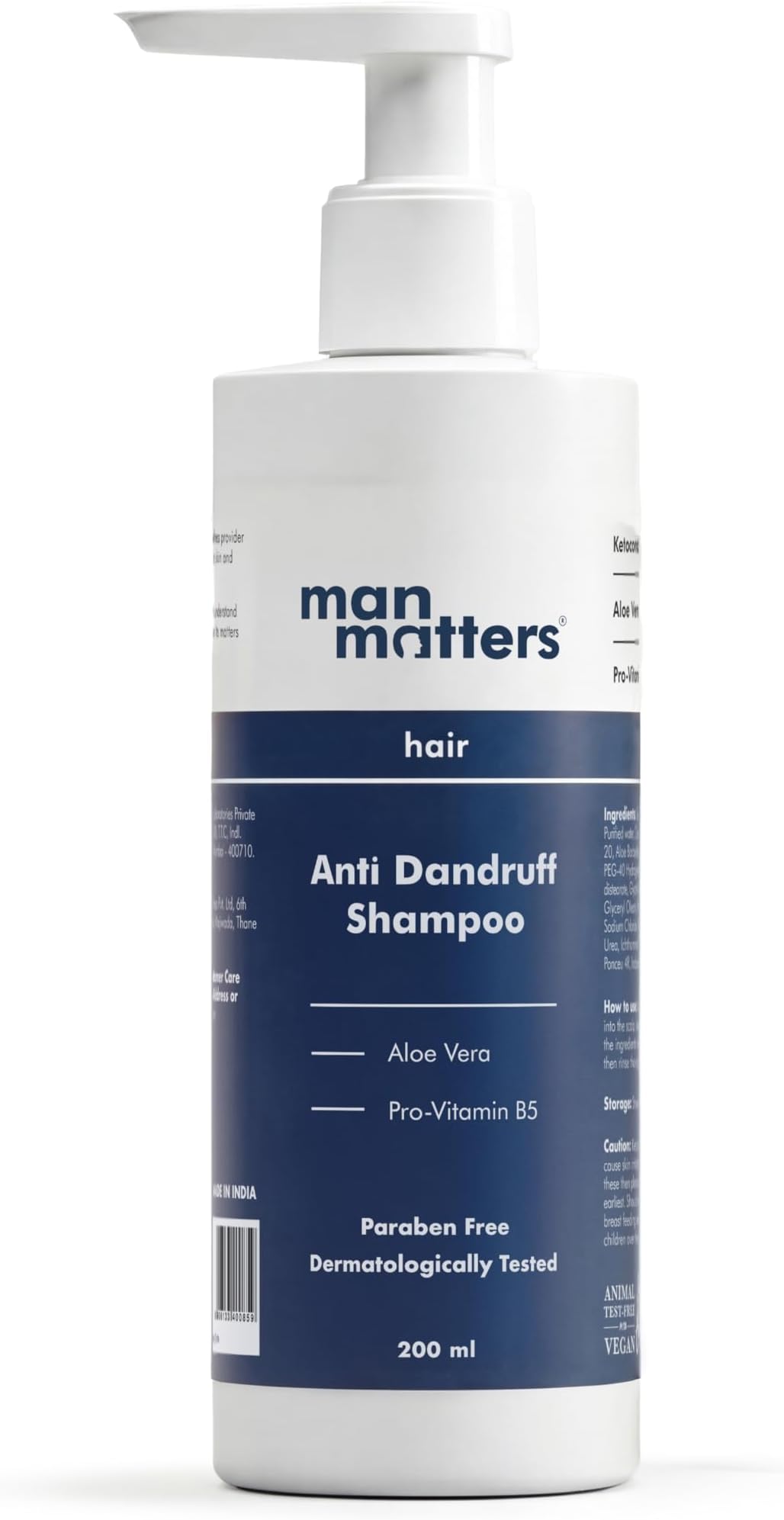 Man Matters Advanced Dandruff Removal Shampoo For Men | Enriched With Aloe Vera And Vitamin B5 | Co-Curated By Dermatologists To Fight Off Stubborn Dandruff (200 Ml (Pack Of 1))