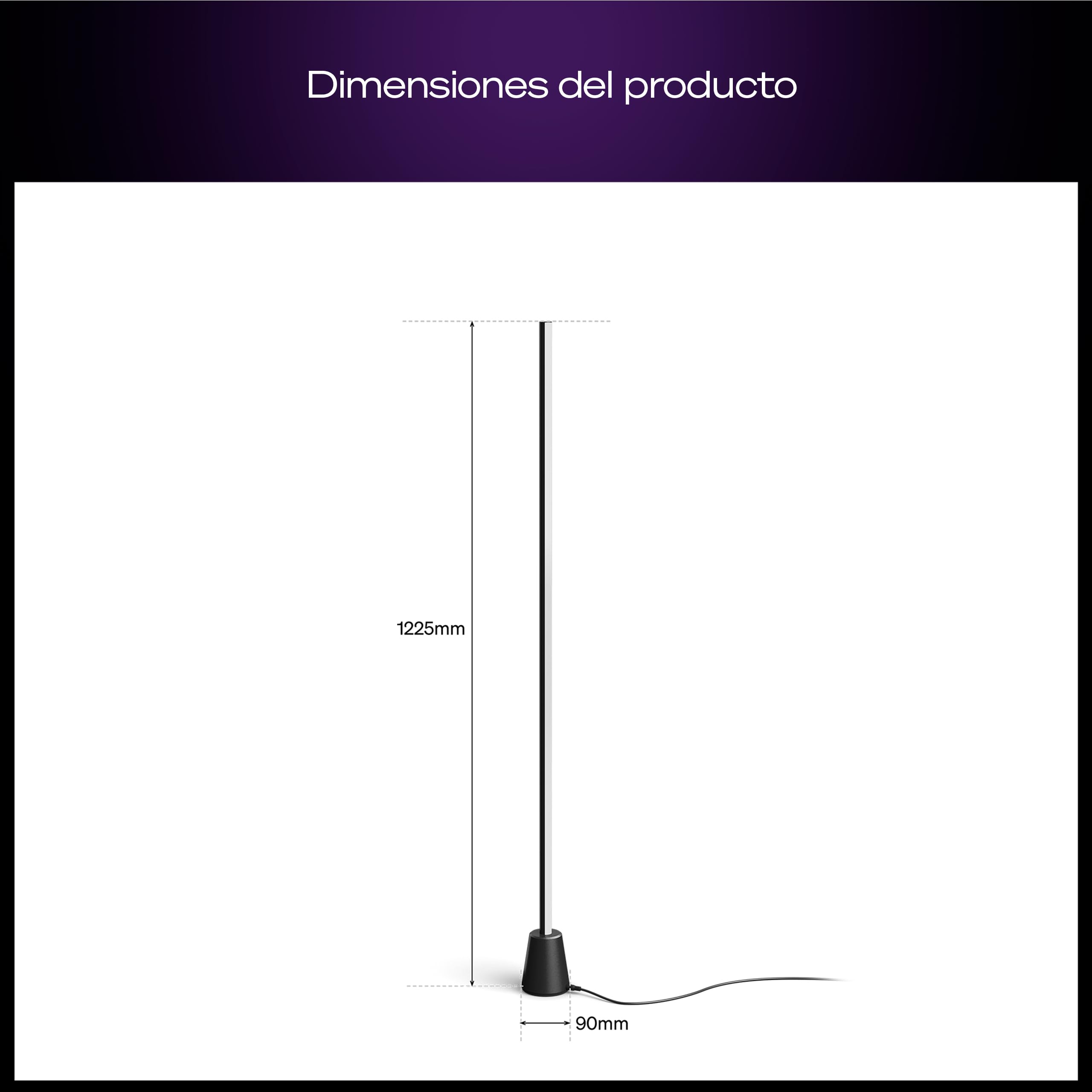 Philips Hue Play Lámpara de Pie, LED RGBWWIC, 122 cm, Tecnología Gradient, Luz Inteligente Regulable, Alexa, Google Home, Apple Home, TV Sync Requiere Hue Bridge y Sync Box (Se Venden Aparte)