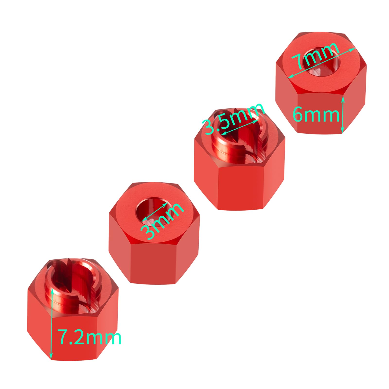 RCHUBAM 1/18 RC Wheel Hex 4PCS 6mm Wheel Hex Adaptor Set Compatible with Redcat Ascent 1/18 Scale Ascent RC Rock Crawler Car (Black)