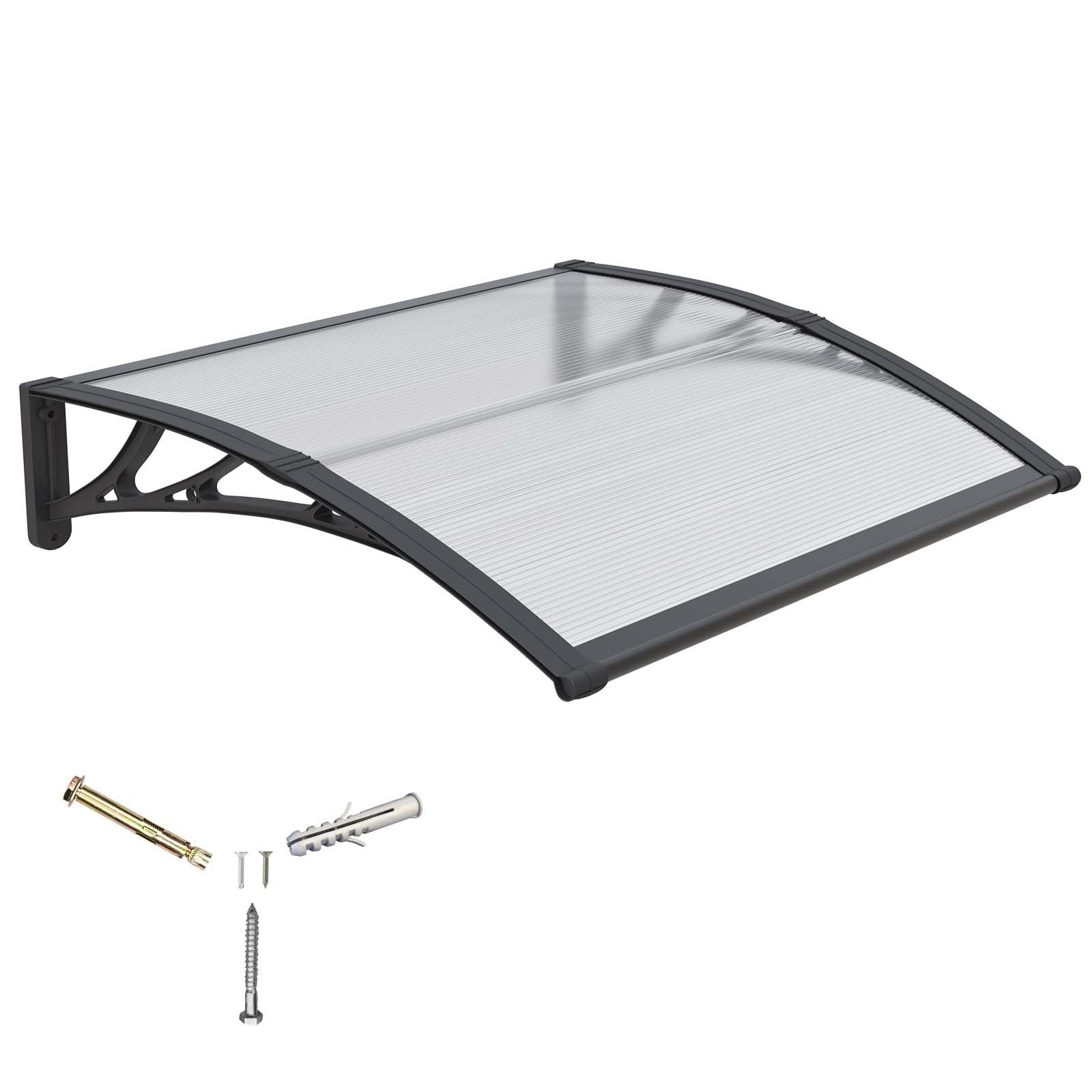 Awning for Door Entrance,40x48 Inches Window Awnings for Doors Canopy Polycarbonate Cover Patio Door Awning UV Rain Snow Sunlight Protection Hollow