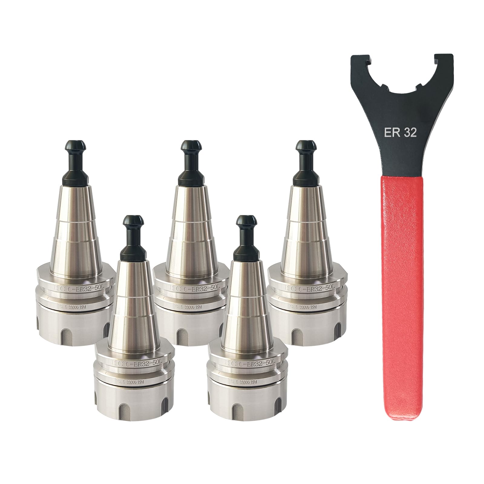 WEXWE TOOLS ISO30 ER32-50L Balance Collet Chuck G2.5 30000RPM CNC Tool Holder With Pull Stud and Spanner Wrench Milling Lathe (5PCS)