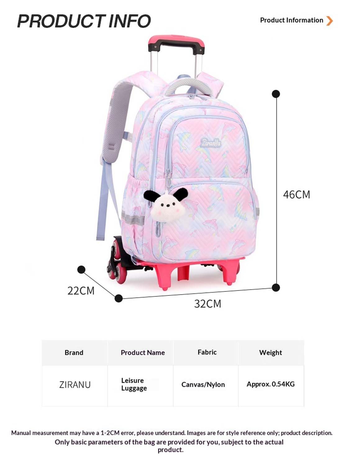 Schulrucksack Trolley für Mädchen & Jungen, Abnehmbar Trolley Schultasche für Schule & Reisen, Bequeme Schultasche Ideal für 10-Jährige Kinder, Teenager & 5. Klasse