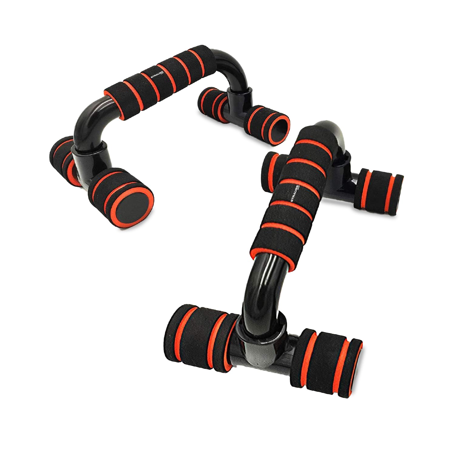 Strauss Moto Push-Up Bar, Pair|Non-Slip,Sturdy Exercise Equipment for Home or Gym Workout|Ideal for Upper Body Strength Training,Muscle Building,Push-Ups & Planks|Portable Gym Equipment,(Black/Orange) (B0B3JCB16X) Amazon Price History, Amazon Price Tracker