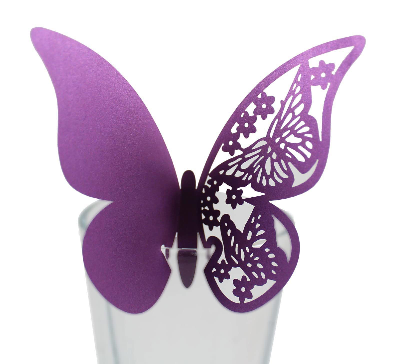 50 Decorazioni Per Bicchieri A Forma Di Farfalla In Carta, Ideali Per Matrimoni E Segnaposto, Colore Blu