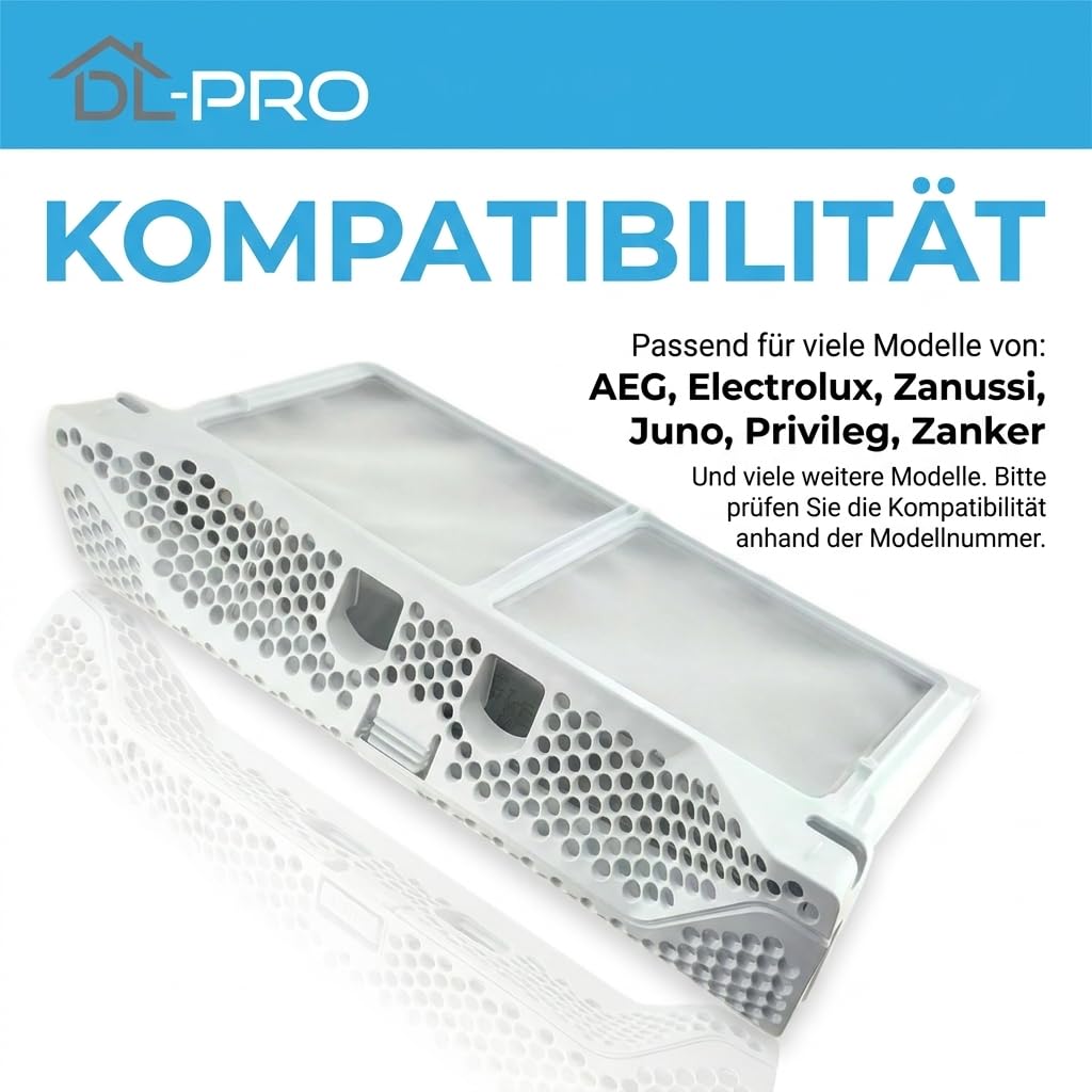 DL-PRO Flusensieb 335x170x88mm für AEG Electrolux 807453901/9 8074539019 – Filtertasche für AST8-2, AST8-3, AST8S, AST8W, AST8W-1 Trockner