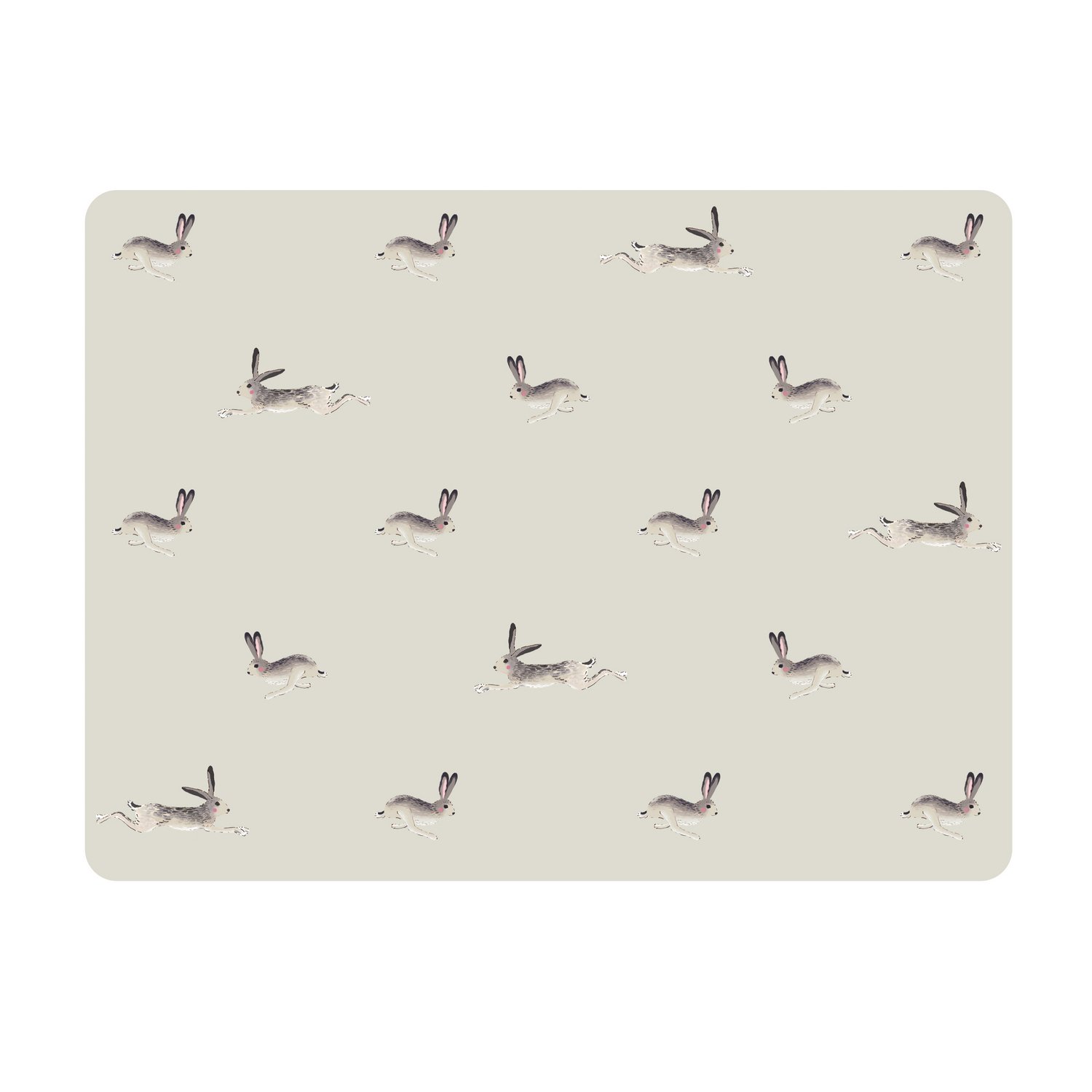 Sophie Allport - Hare Placemats, Set of 4, Heat Resistant, Cork Backed, Protect Furniture, Stylish & Neutral Print