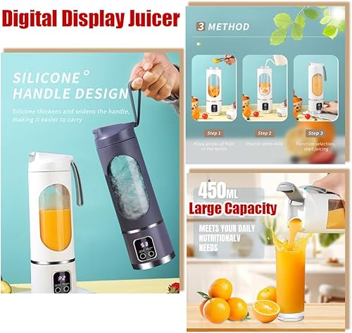 Miniatura 5 de Licuadora digital multimodo, exprimidor de pantalla digital USB multimodo, pantalla LED inteligente, diseño a prueba de fugas para batidos, batidos,