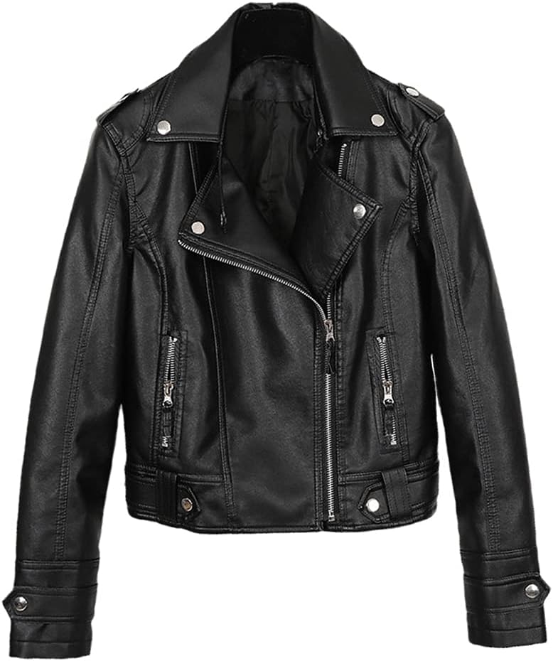 KEHAIOO Women Faux Leather Jacket Casual Biker Motorcycle Jackets Female Punk Streetwear Spring Autumn Coat