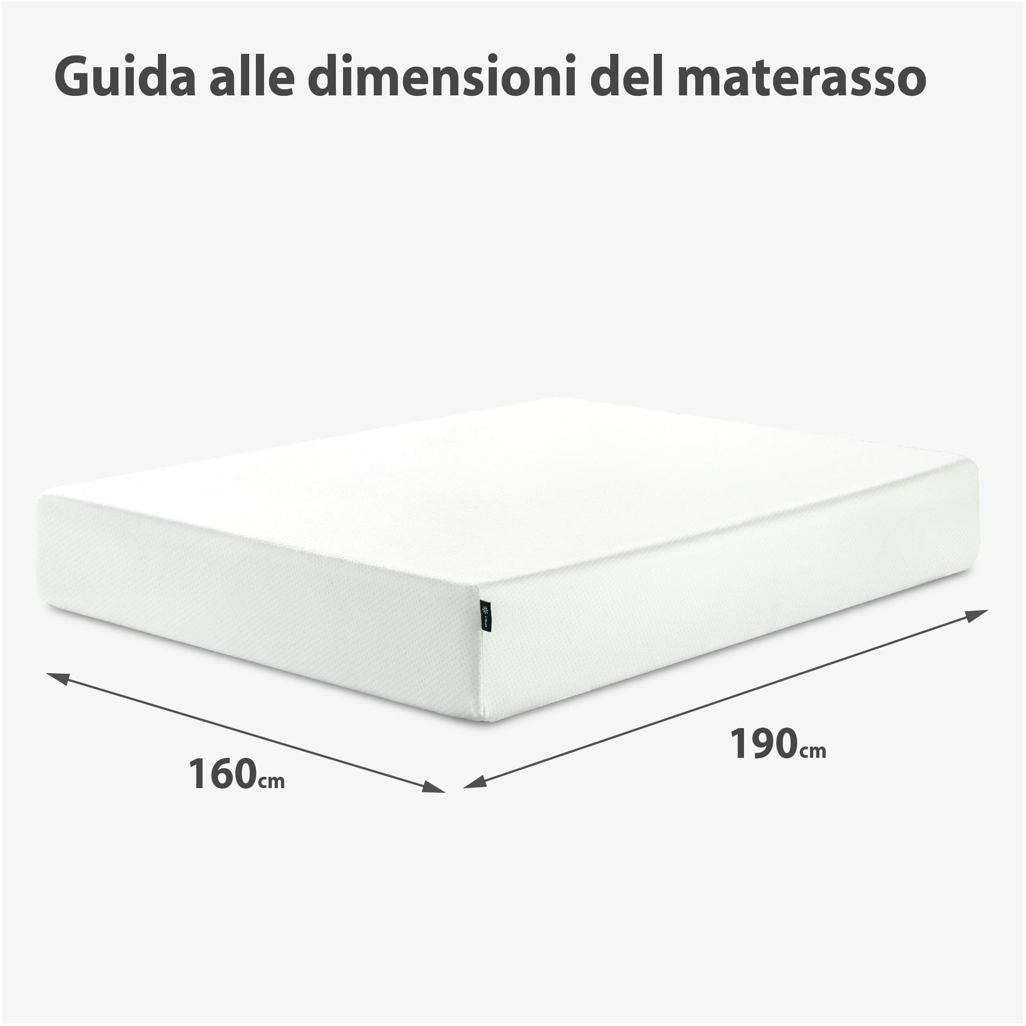 ZINUS Materasso in memory foam al tè verde | Materasso adattabile a 7 zone | 160 x 190 cm | Altezza 20 cm | Materasso in una confezione | Riduzione della pressione | Certificato OEKO-TEX