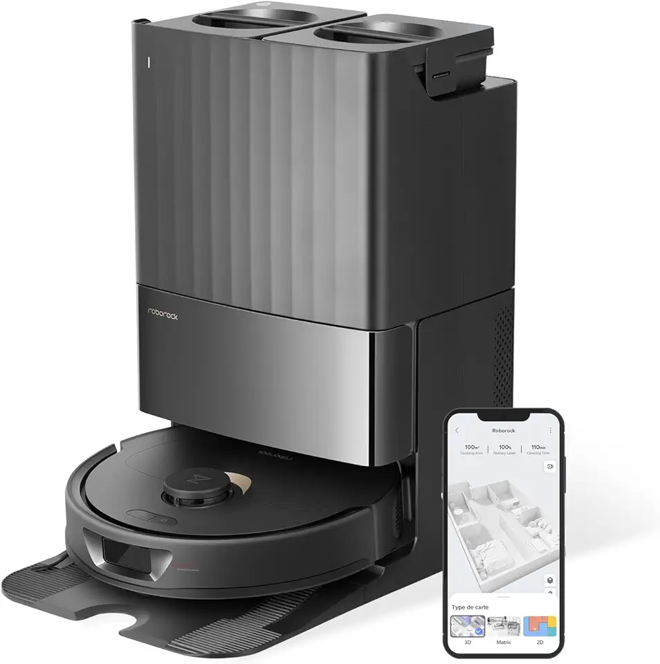Robots aspirateurs animaux poils roborock Qrevo Robot Aspirateur Laveur avec Station, Fonctions automatiques Vidage, Lavage