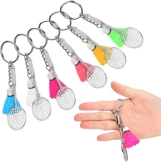 Mini Badminton Holdall Keychain Key Ring 6Pcs Badminton Keyrings, Mini Shuttlecock Keyrings With Racket, Sports Keyring For Badminton Lovers Badminton Key Chain Car Bag Pendant Keyring Gift