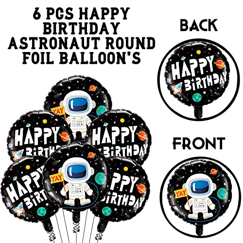 Image of Happy Birthday Round Foil Balloons Space Theme Print Pack Of 6,Multi