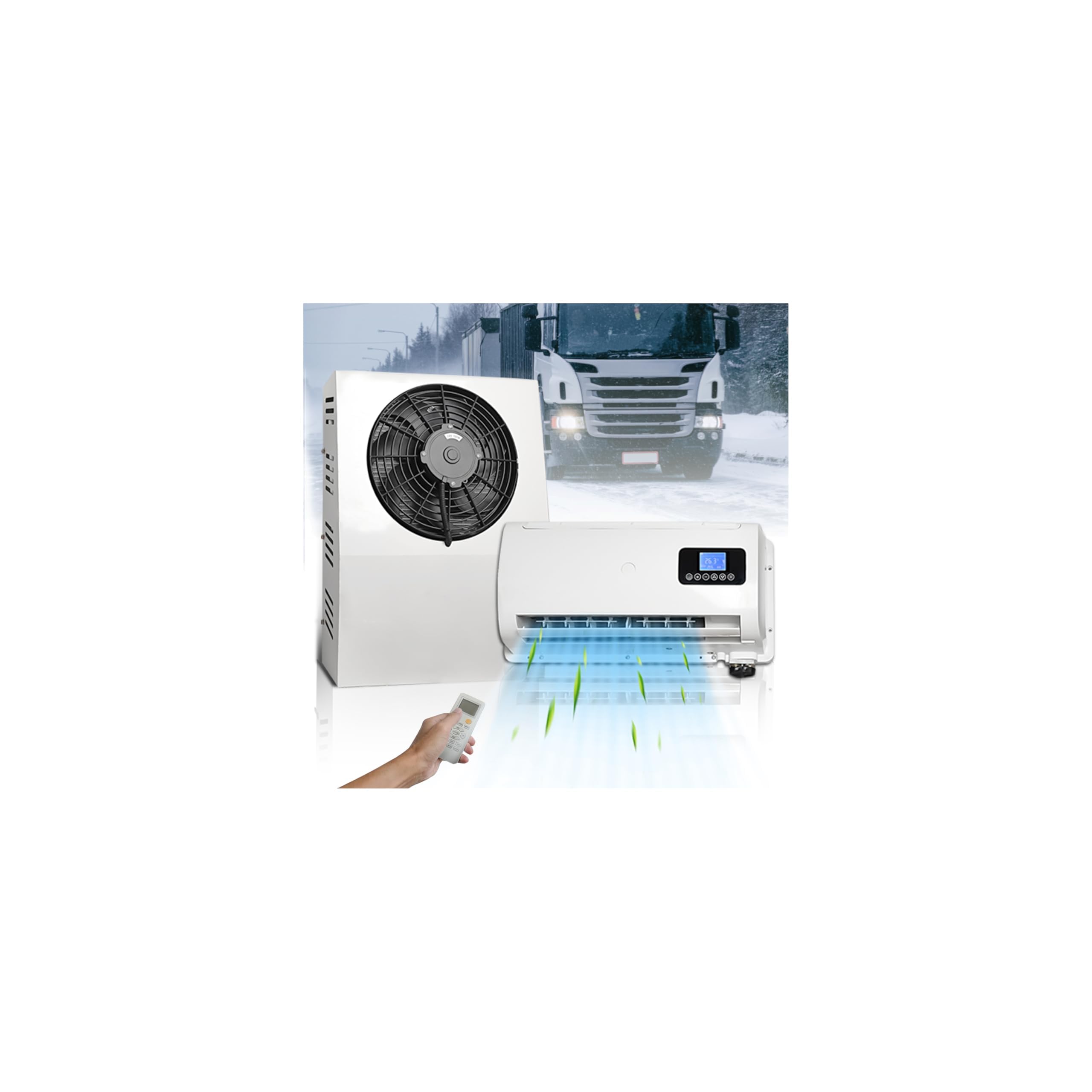 Treeligo 12V 10000BTU Truck Air Conditioner, 12 Volt mini electric split air conditioning, Ultra-Quiet Fast Cooling Split AC for RV, Camper, Trailer and Caravan