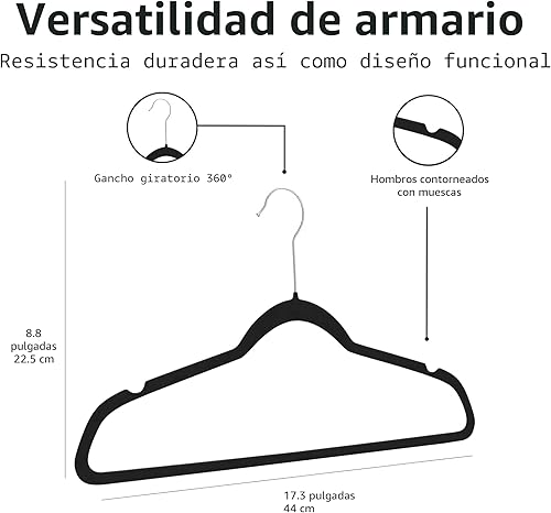 Miniatura 8 de Yaxa Basics - Ganchos finos de terciopelo antideslizantes para trajes, paquete de 30, color negro