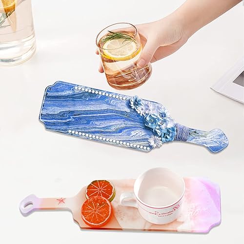 Miniatura 3 de Voyyphixa Moldes de resina para platos con mango, moldes de bandeja de resina, molde de silicona para servir frutas para bandeja de té de resina