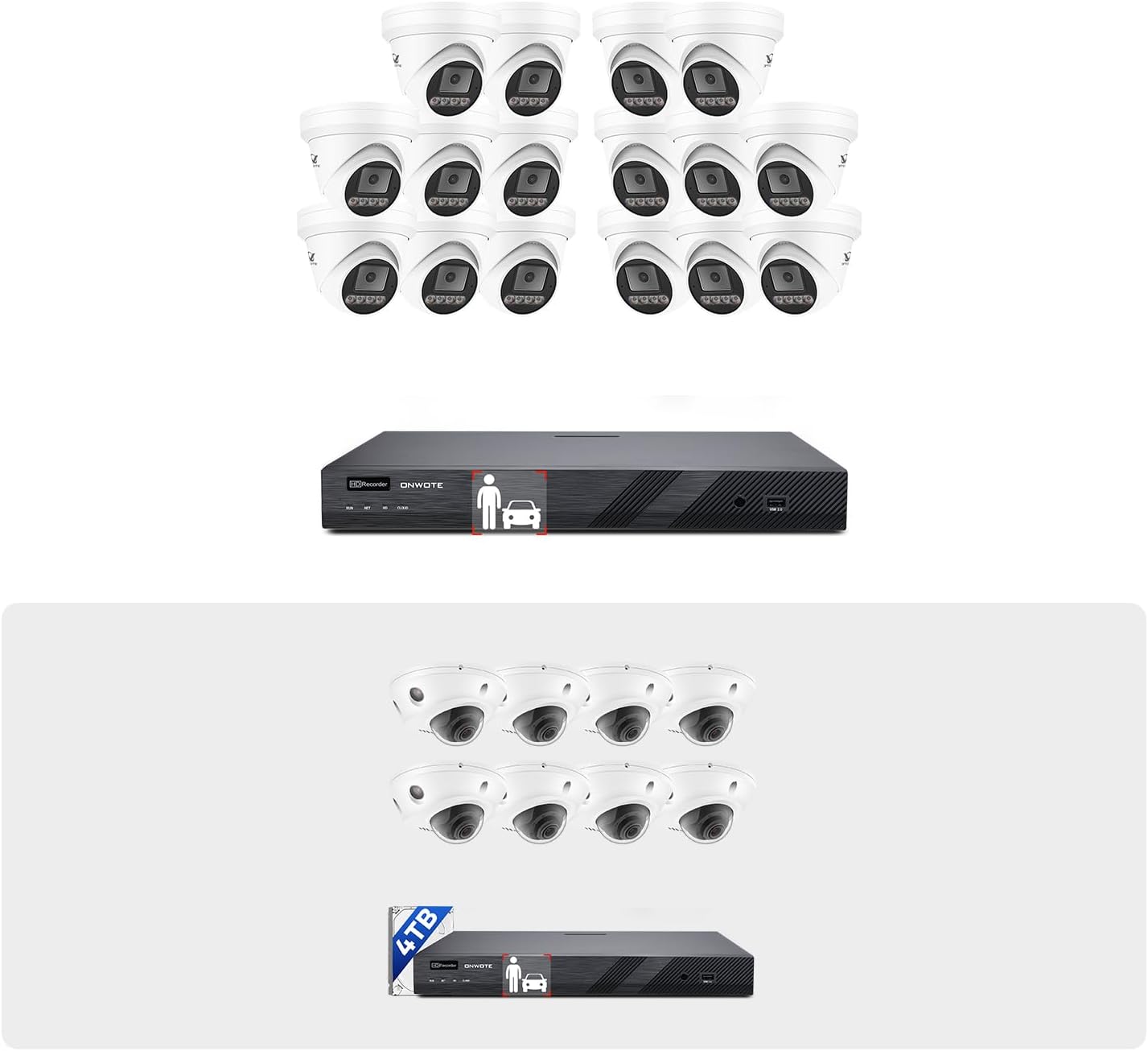 ONWOTE 32 Channel NVR Security Camera System (24) Wired PoE IP Cameras