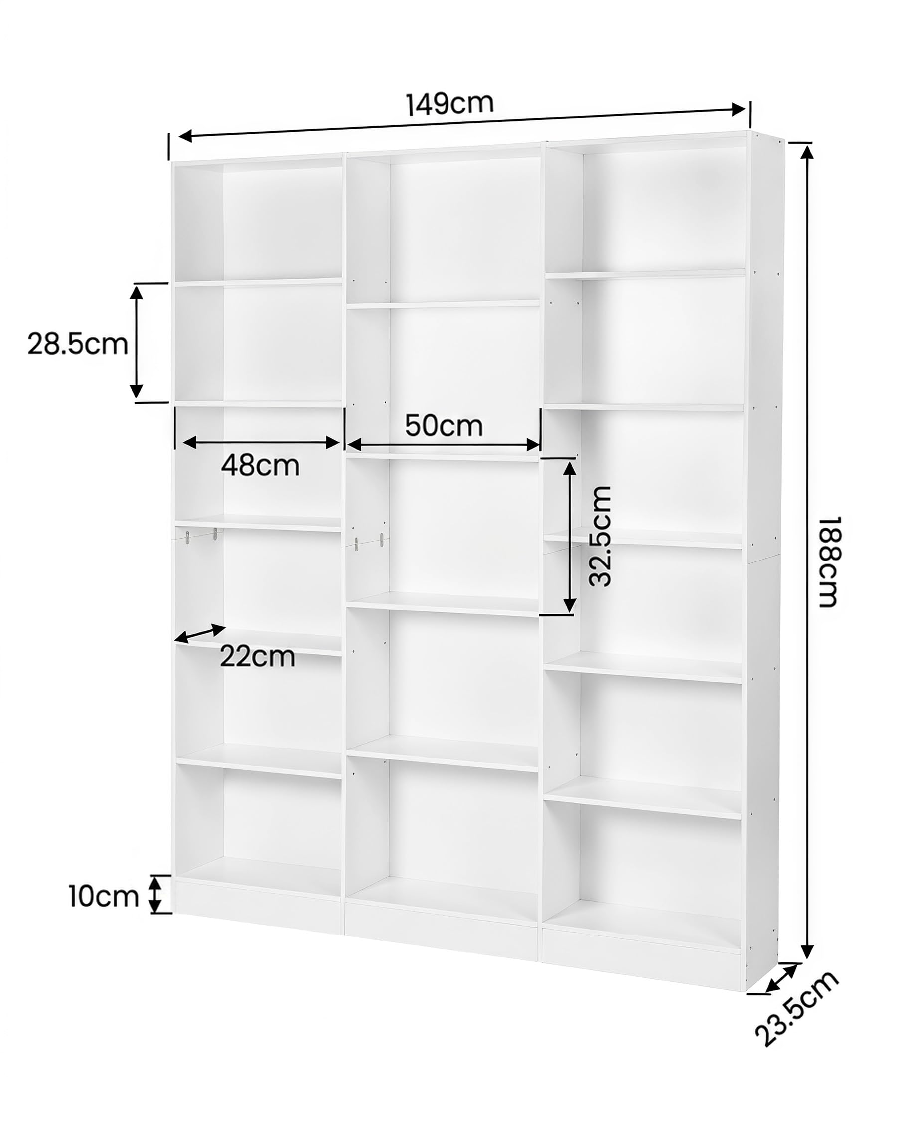 hitsuki Estantería Libros Blanca con 17 Compartimentos Librero Alto Estante para Libros Estantería Modular Mueble Organizador para Salón