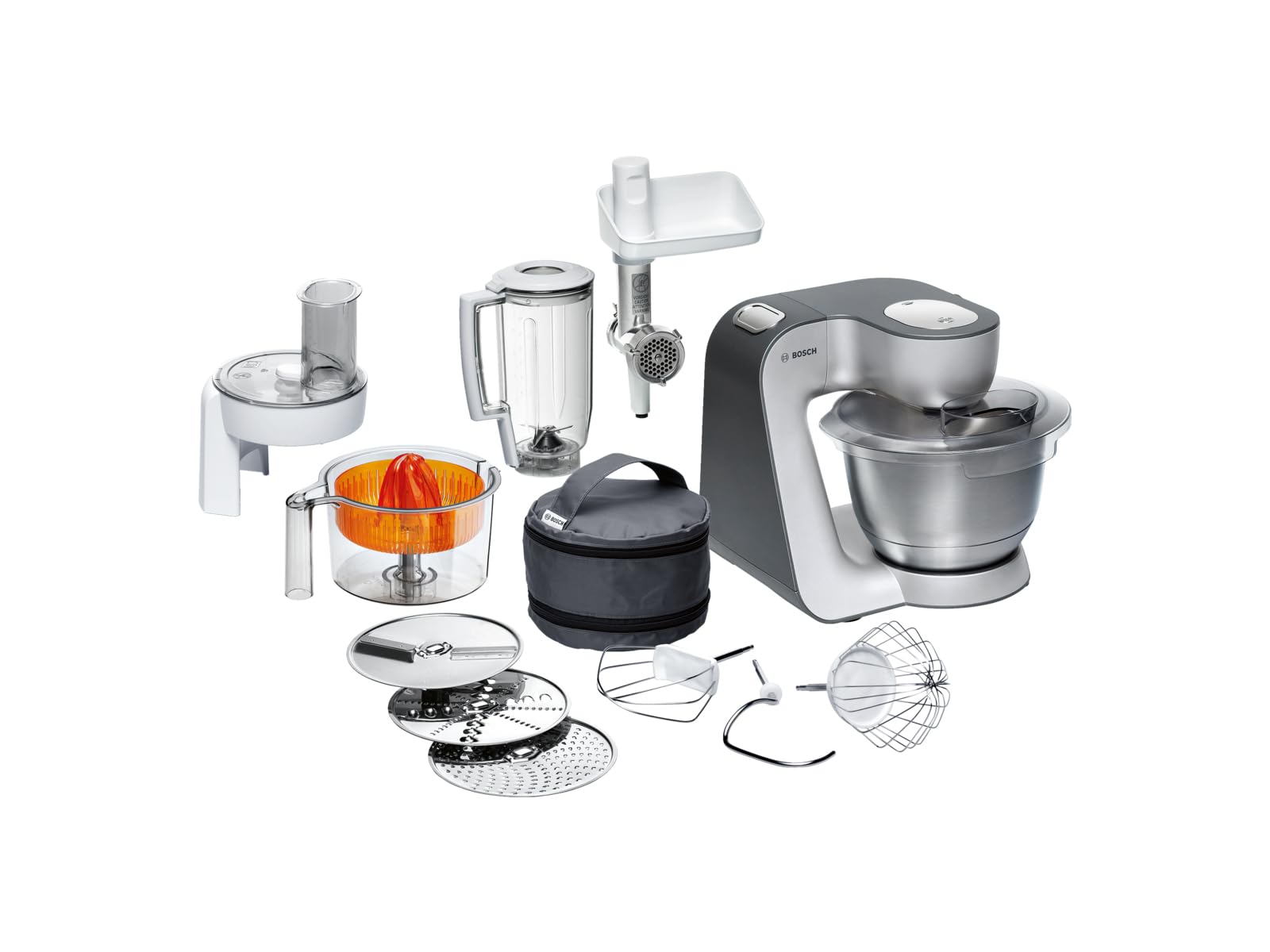 Bosch MUM5 - Robot da cucina serie 4 MUM58210, ciotola in acciaio inox, 1000 W, colore: bianco, argento