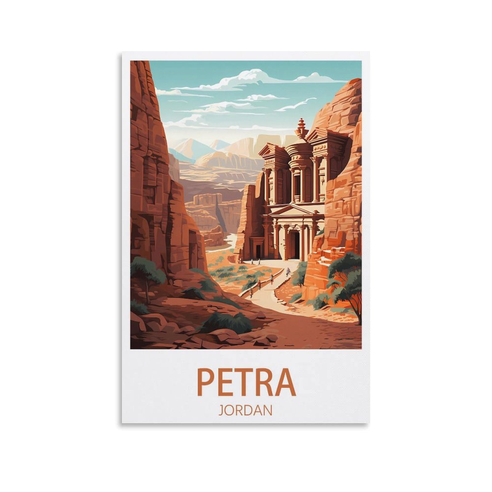 GuYaNa Petra Jordan Vintage Travel Poster Landscape 08x12inch(20x30cm) Canvas Wall Art Print Painting for Wall Decor Living Room Bedroom