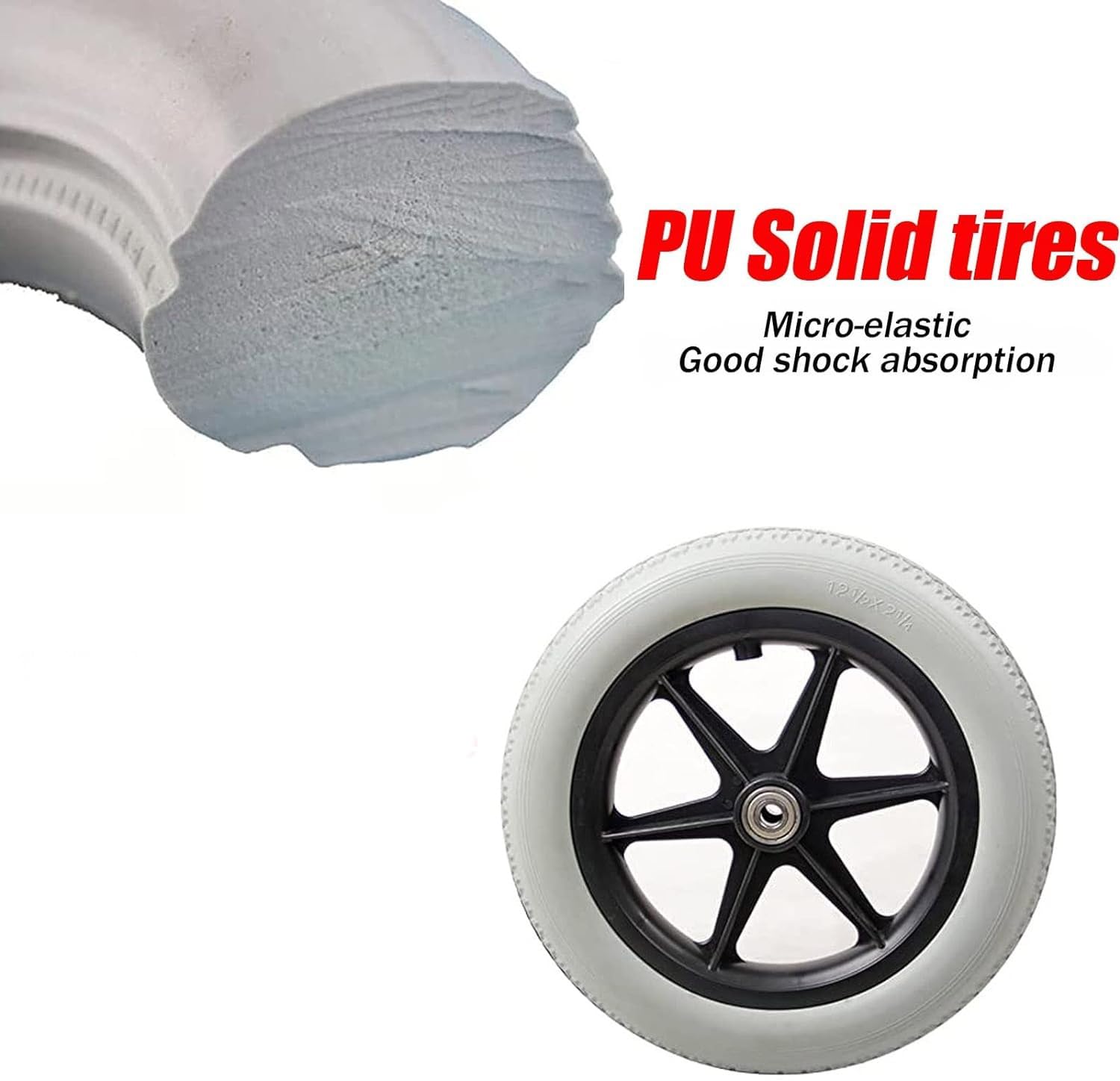 BLUEZY 12 Pulgadas Caucho Macizo Ruedas De Ruedas Traseras Rueda Antideslizante para Silla De Ruedas, Rueda Trasera de Recambio para Sillas de Ruedas Manuales, Neumáticos Sólidos B