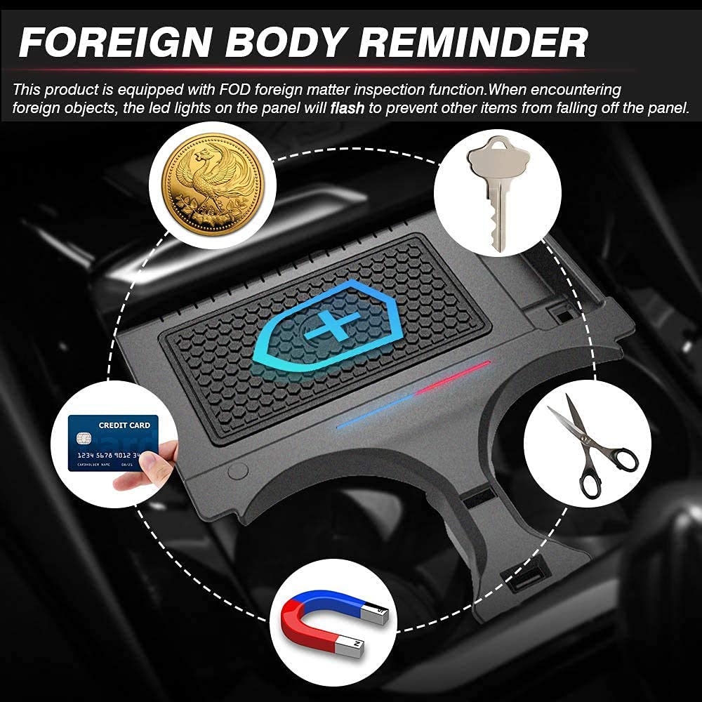 Cargador Inalámbrico Coche para BMW X3/X4 2019 2020 2021 Consola Central Accesorios Panel, 15W Carga Rápida Auto Teléfono Cargador Almohadilla con Puerto USB per iPhone Samsung Huawei