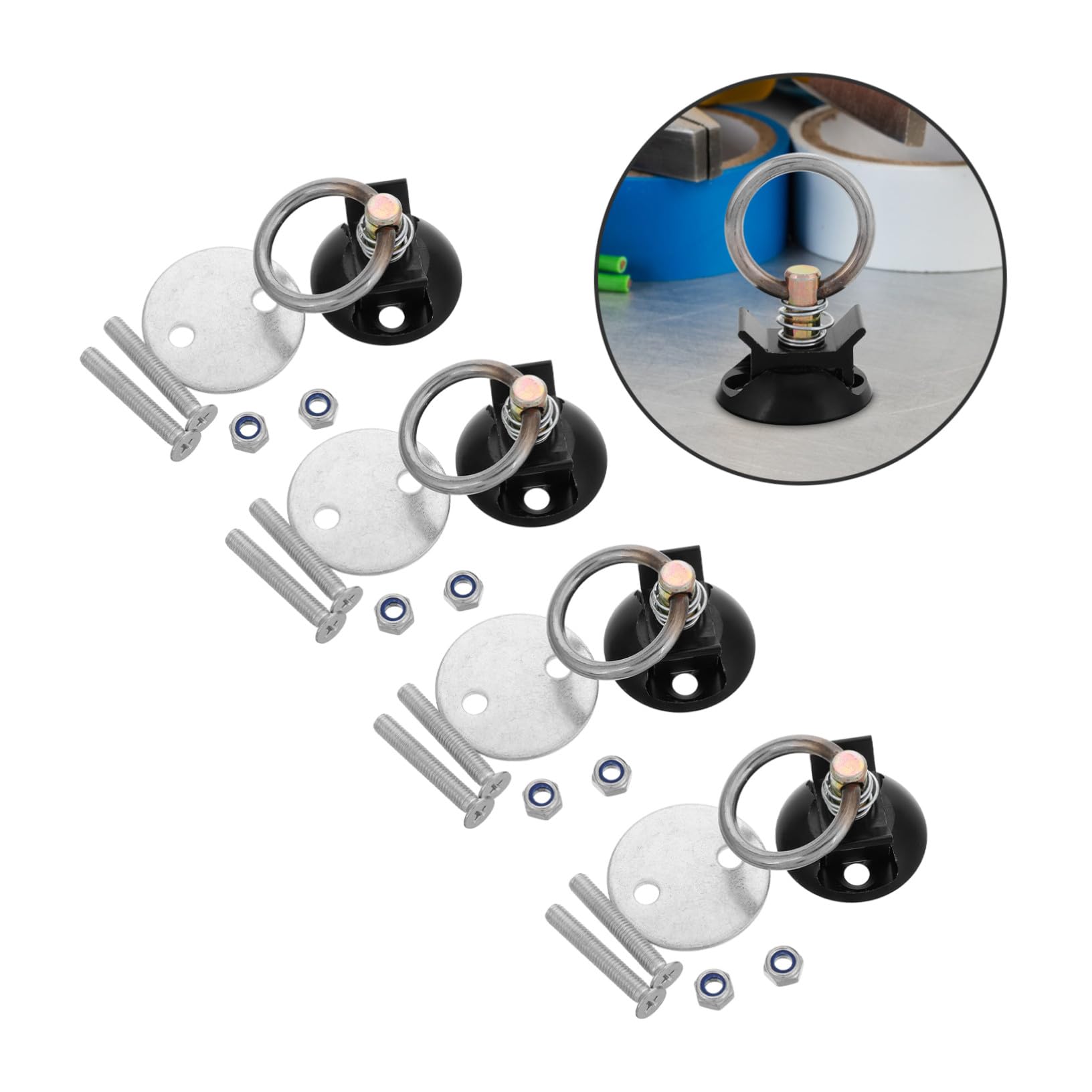 Mipcase Kit de Puntos de Anclaje en Maletero de Coche para Asegurar Carga Redondos de Aluminio y Acero Inoxidable con Liberación Rápida con Instalación Fácil y Almacenamiento Cómodo