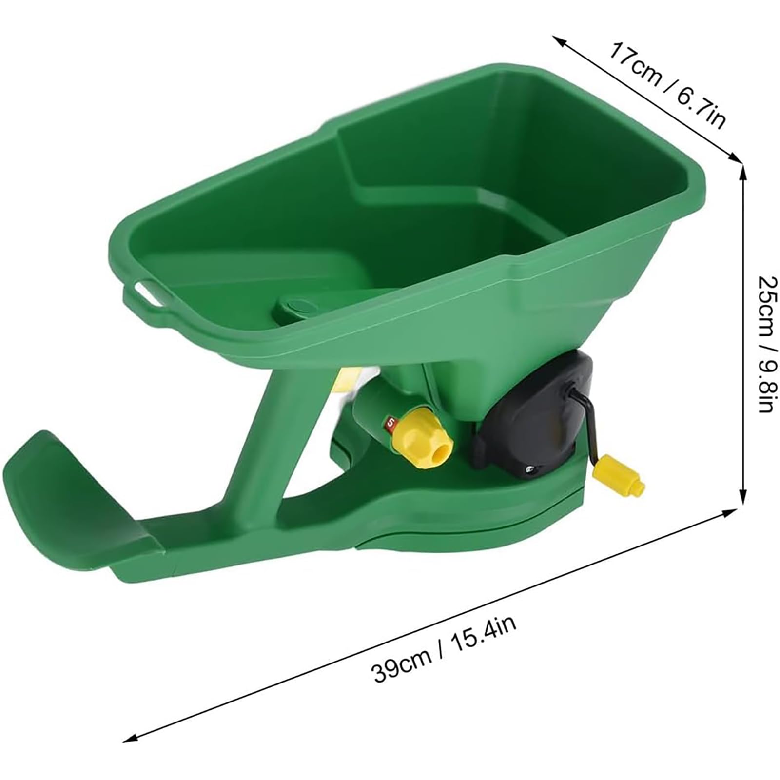 Spandiconcime portatile rotativo per prato, spandiconcime manuale, regolazione a 5 livelli, capacità 1,5 l, area di piantagione di 1-3 m², fioriera manuale per giardiniere per giardini