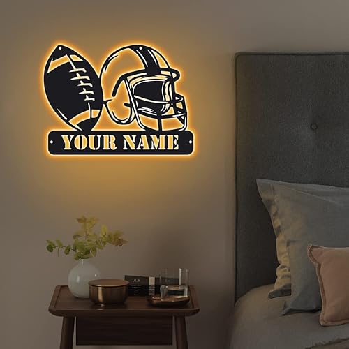 Miniatura 6 de Regalos de fútbol personalizados para hombres, nombre personalizado de fútbol con luz nocturna LED, letrero de pared de luz de neón de fútbol, 16