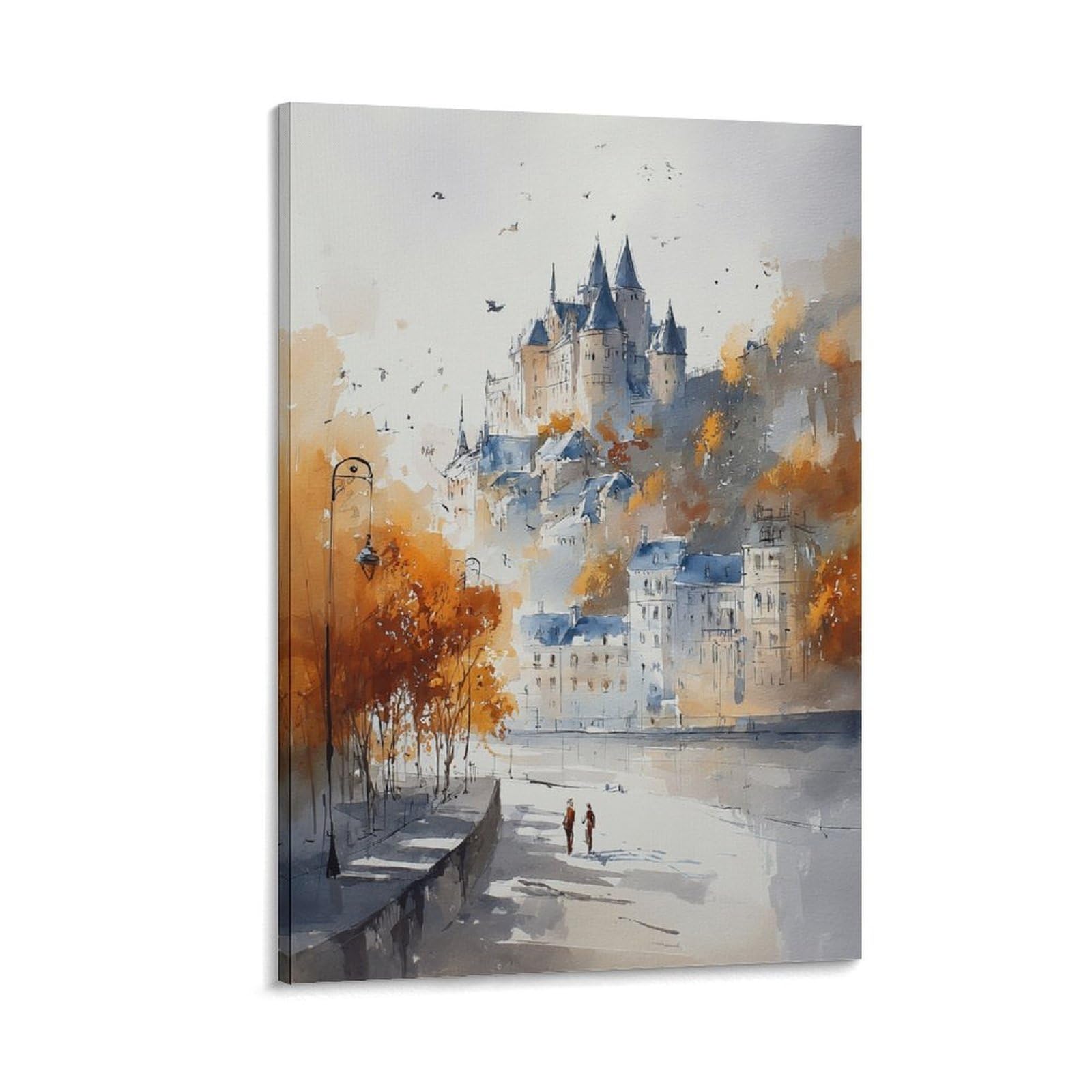 XWYMXZ Quebec City Watercolor 20x30inch(50x75cm) Vintage Travel Poster Watercolor Canvas Art
