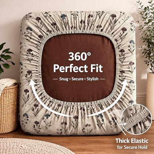 Image of STITCHNEST 'Contour Fit Series' Stretchable Printed Wooden Sofa Cover (Pack of 2) - Elastic Wooden Chair Cover | Wooden Sofa Seat Cover | Size - 20-21 x 20-21 x 3-5 in