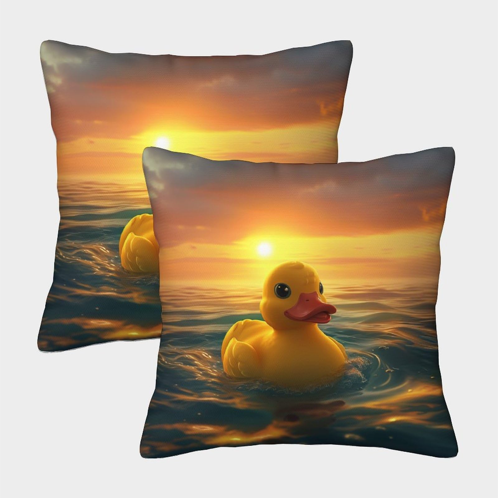 FELASBUID Yellow Duck Pillow Cases 2 Pack Cozy Pillowcases Animal Cushion Cover Polyester Decor Couch Living Room 45x45cm
