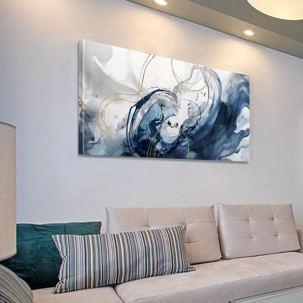Lienzo con acuarela y lavado de tinta para pared, impresiones artísticas, pintura abstracta moderna, imágenes de gran tamaño para sala de estar y dormitorio (75 x 150 cm