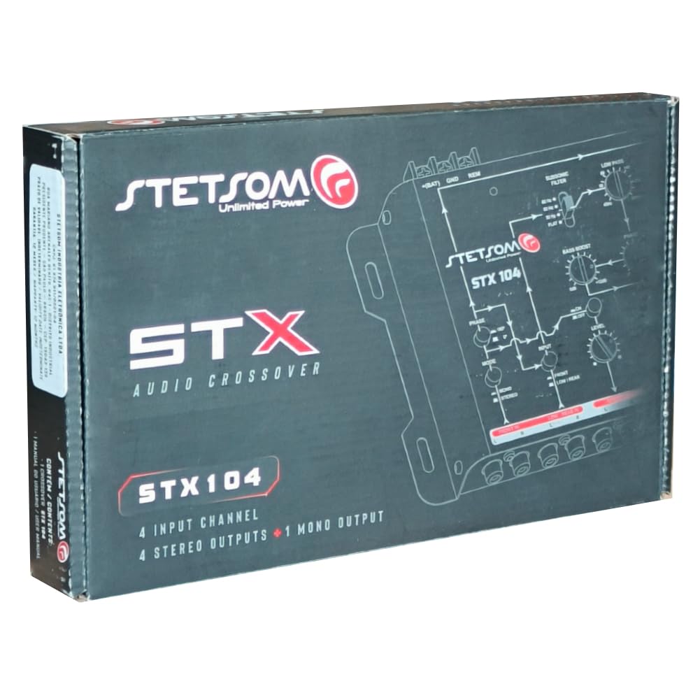 Kit Set para Stetson STX104 1 Crossover electrónico de 5 vías, Ecualizador, 4 entradas, 5 Salidas, con Refuerzo de Graves y Filtro subsónico, para Coche, 1 Pieza