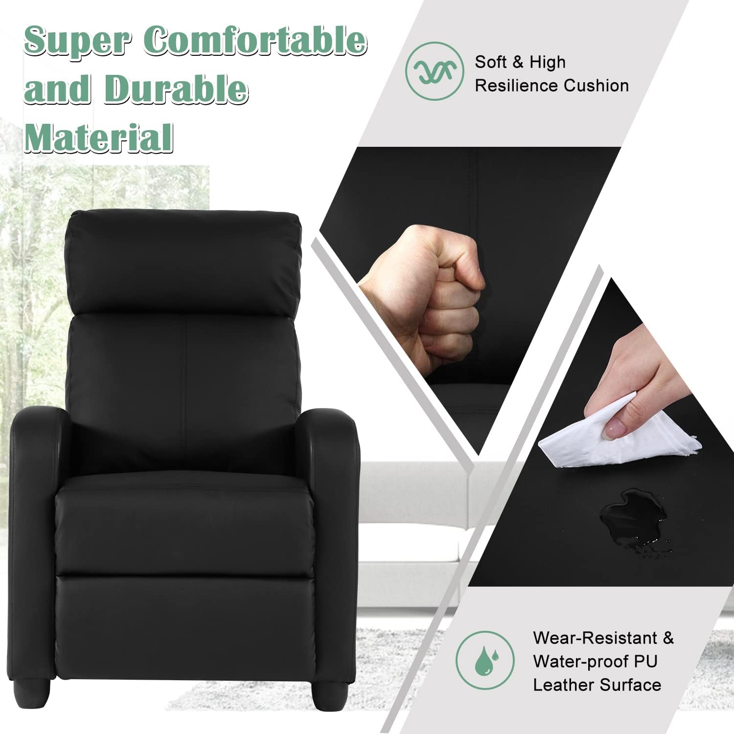 Recliner Chair, Single Sofa Chair with Massage, Adjustable PU Leather Recliner Chairs for Adults, Lazy Boy Recliner Chair with Remote Control, Recliners Lazy Boy, Sofa Reclinable for Small Spaces