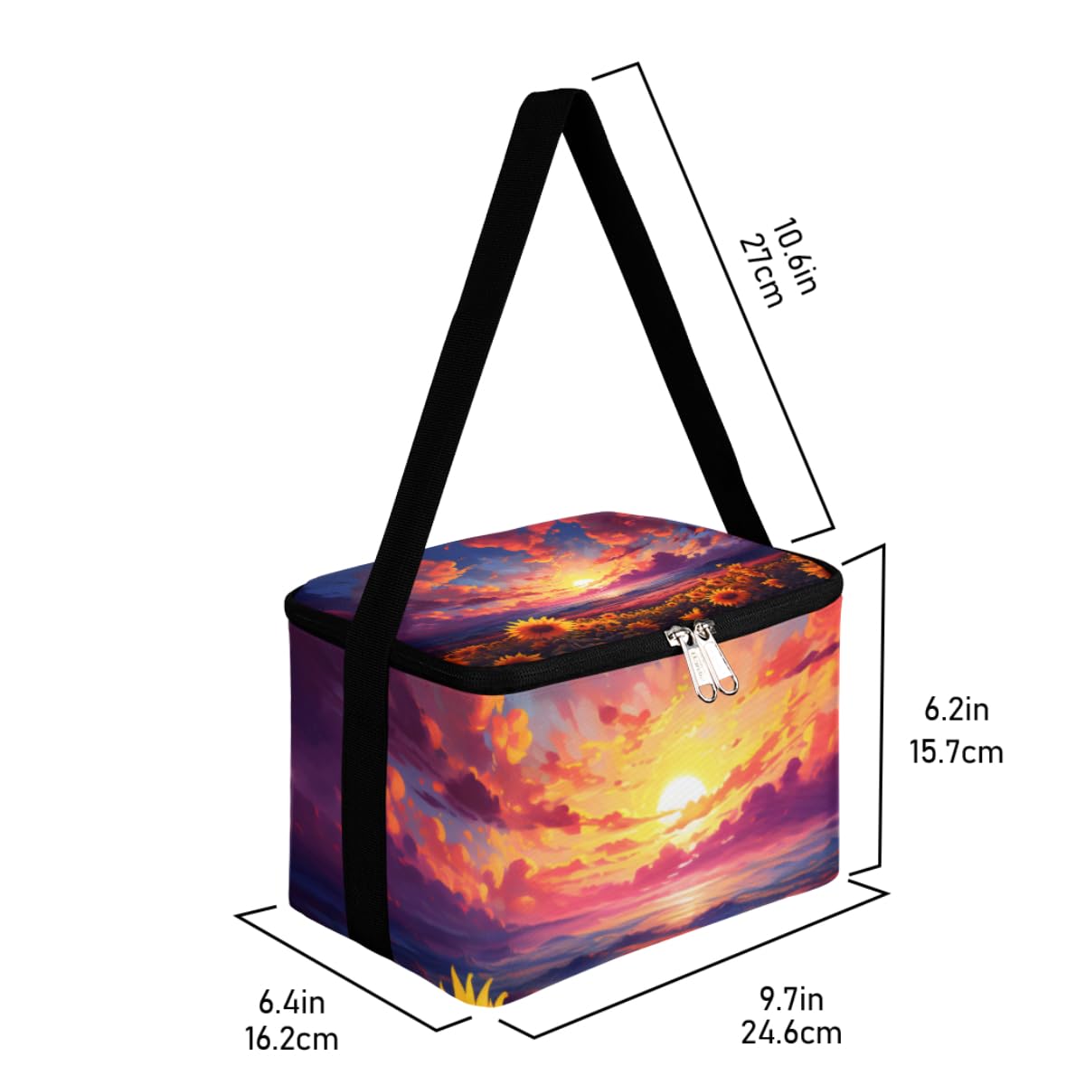 GzLeyigou Lunch Bags for Women Men 9 Cans,Sun Flowers Hot & Cold Food Delivery Bag Insulated Grocery Bag Insulated Lunch Box Field Cooler Bag for Office Work Picnic Beach