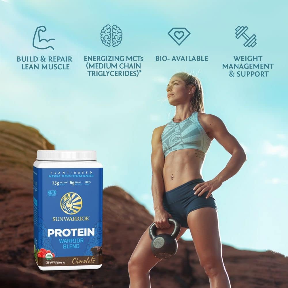 Sunwarrior Chocolate & Vanilla Organic Plant Based Protein Powder Set | Bundle & Save | Vegan Organic Protein Powder | Non-GMO Soy Dairy Filler & Gluten Free (17 Servings Each)