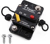 Vista 16 de E9 50 Amp Disyuntor con diseño de interruptor empotrado Protección IP67 impermeable DC 12V-72V 50A Reinicio manual UL montaje en superficie