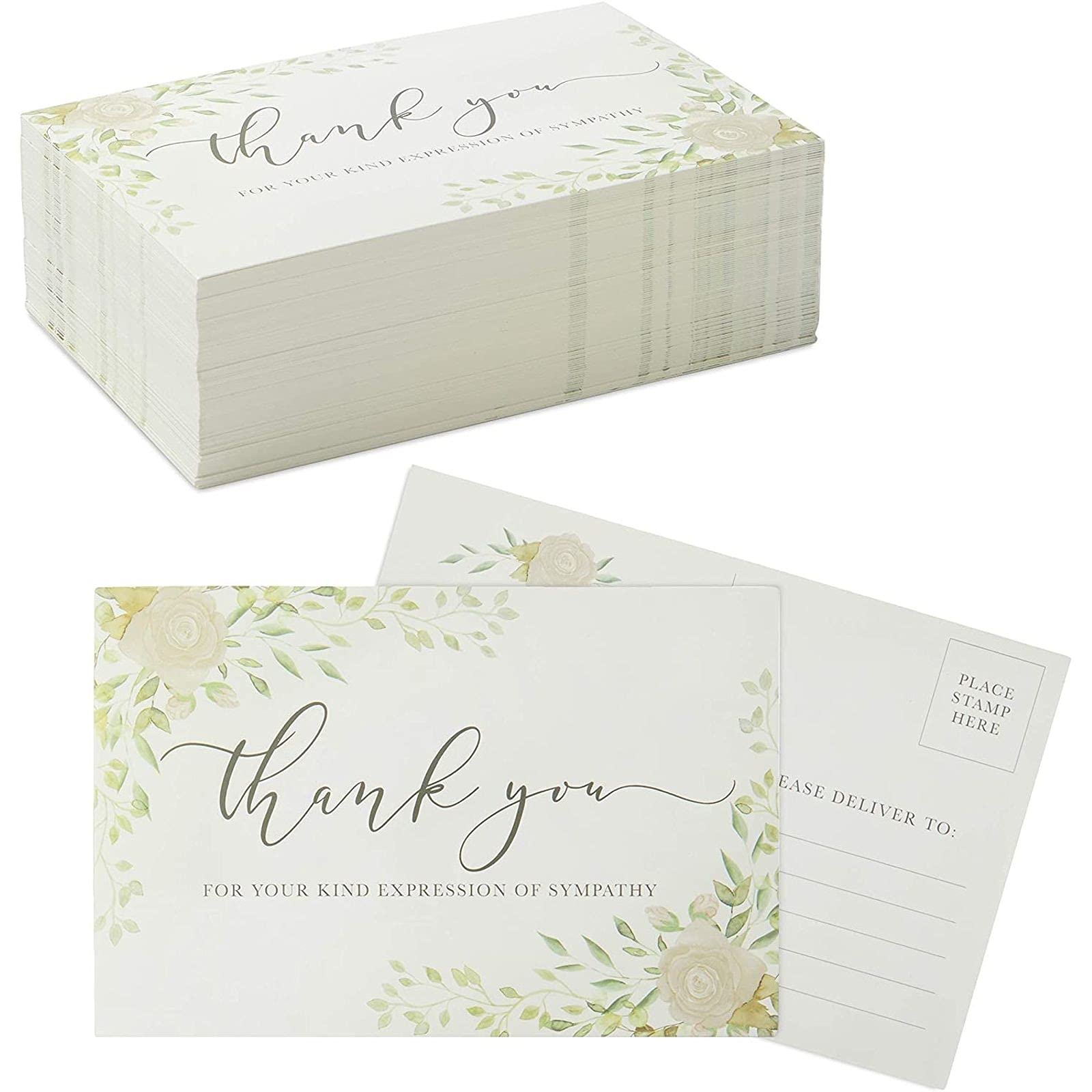 Sympathy Thank You Postcards, Blank, 100 Pack