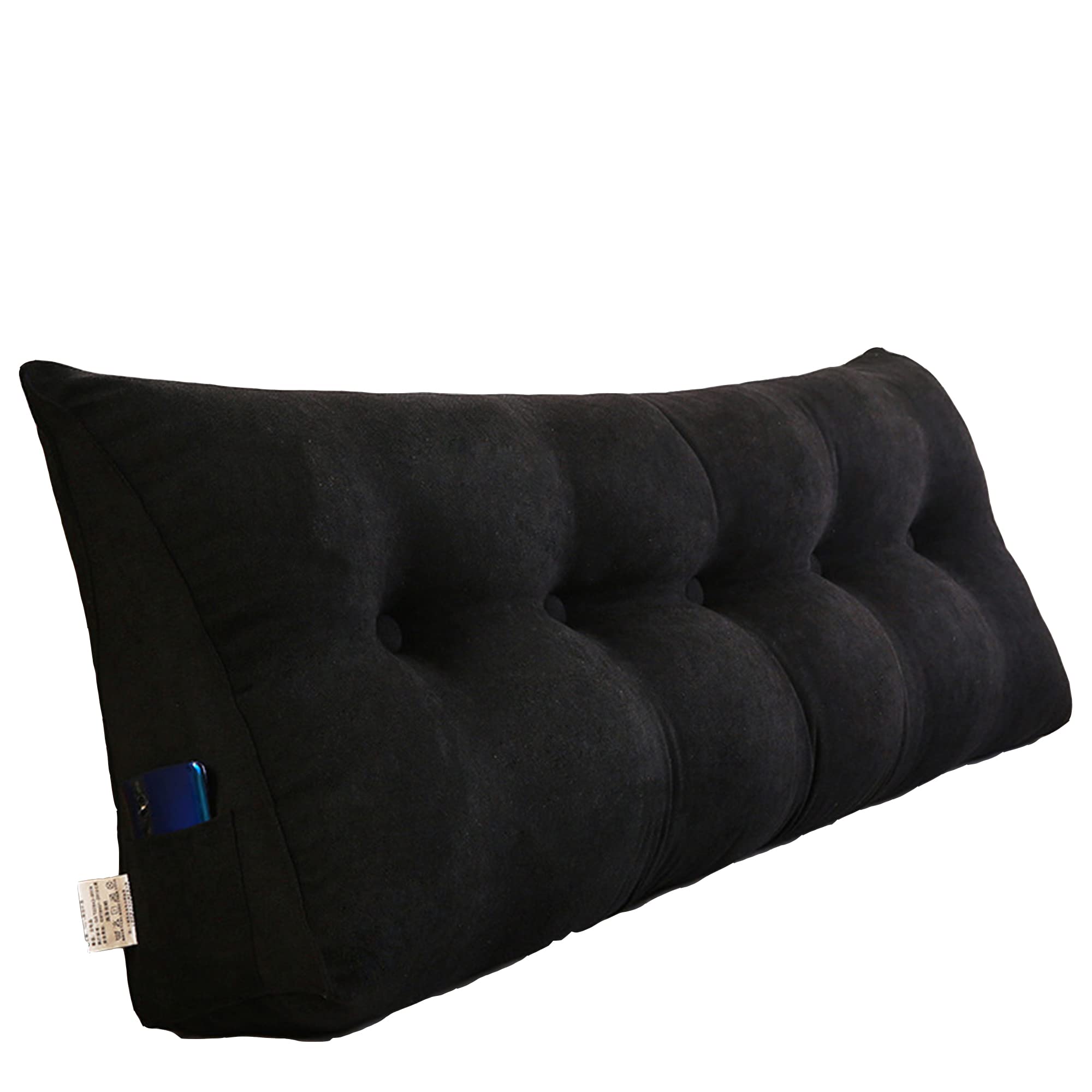 Raktov Black Backrest Cushion Triangular Headboard Pillow, Large Double Reading Pillow For Daybed Bed, Wedge Daybed Cushion Bolster Pillow With Removable Cover,180X50x20cm,