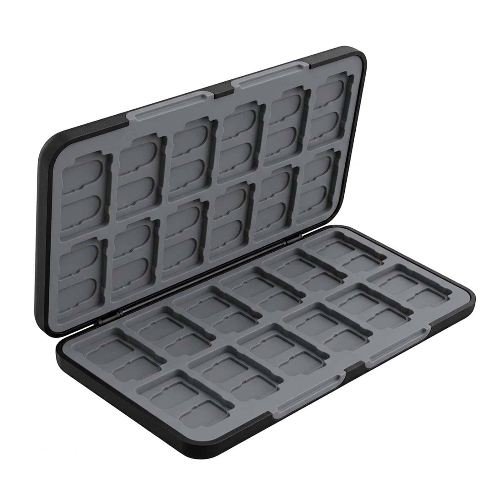 1 Stück Speicherkarte für SD und Micro SD TF-Speicherkarten, tragbare Speicherhülle aus ABS mit 24 SDXC SDHC-Steckplätzen und 48 MicroSD-Steckplätzen, für Foto, Video, Drohne, Reise