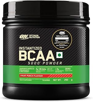 Optimum Nutrition BCAA, 5g BCAAs in 2:1:1 Ratio, 30 servings, For Muscle Recovery & Endurance, Intra workout, Informed Choice certified (250gm, Fruit Punch)